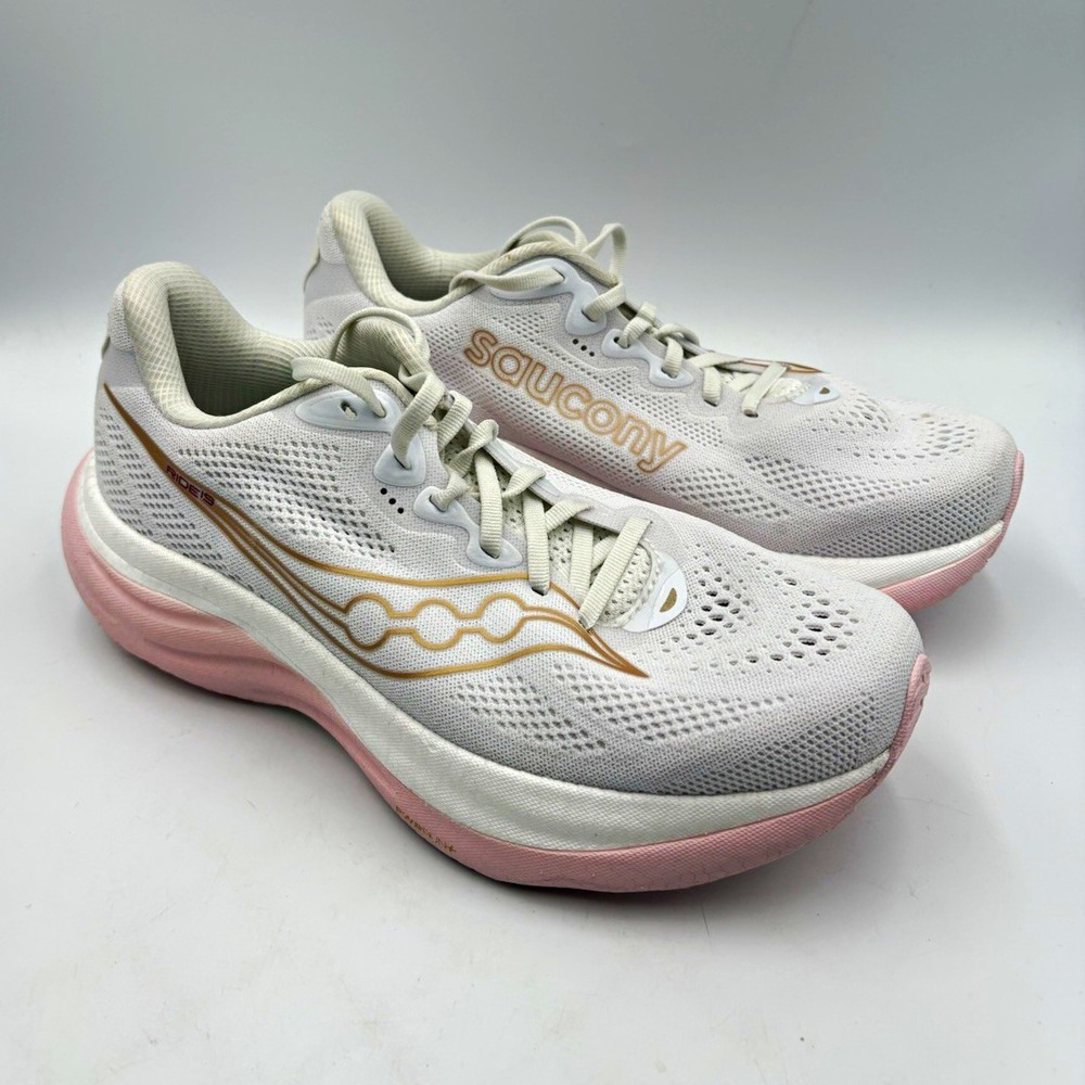 Saucony Ride 15 White Pink Mesh Lace Up Low Top Sneakers Womens 8.5 S11056-151
